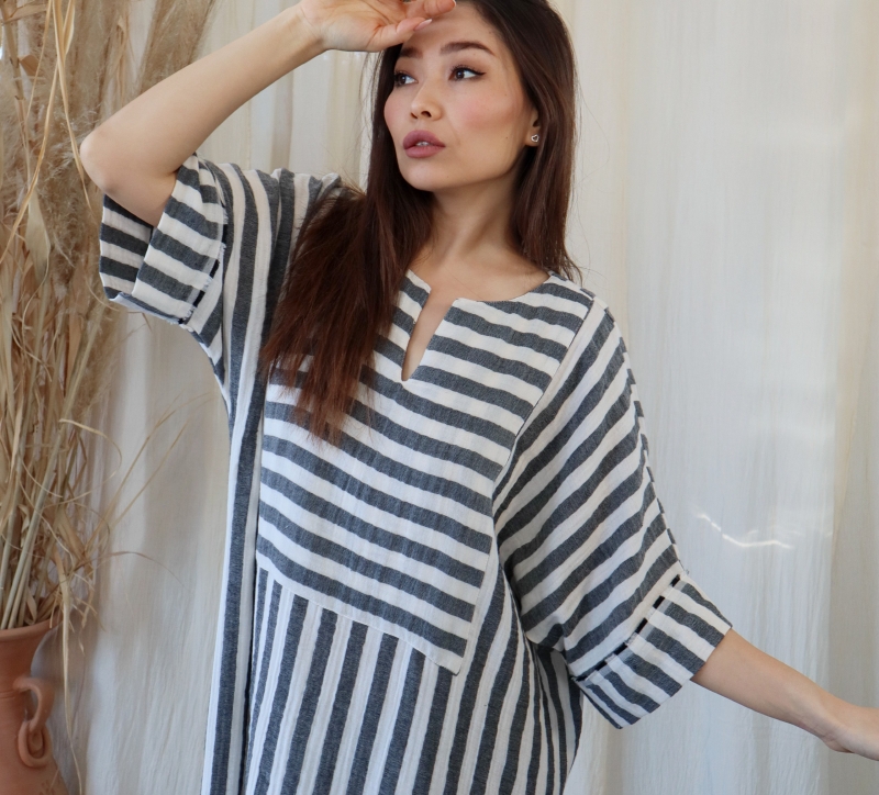 BEYRUT STRIPED SILE FABRIC DRESS